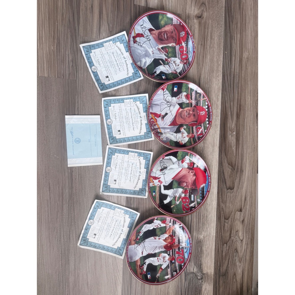 Mark McGwire Bradford Exchange Home Run Hero Collector Plate Set of 4 COA 70 HR